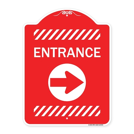 Signmission Flex Post Entrance W/ Right Arrowfor Flex Paddle Heavy-Gauge Alum, 24" L, 18" H, RW-1824-23959 A-DES-RW-1824-23959